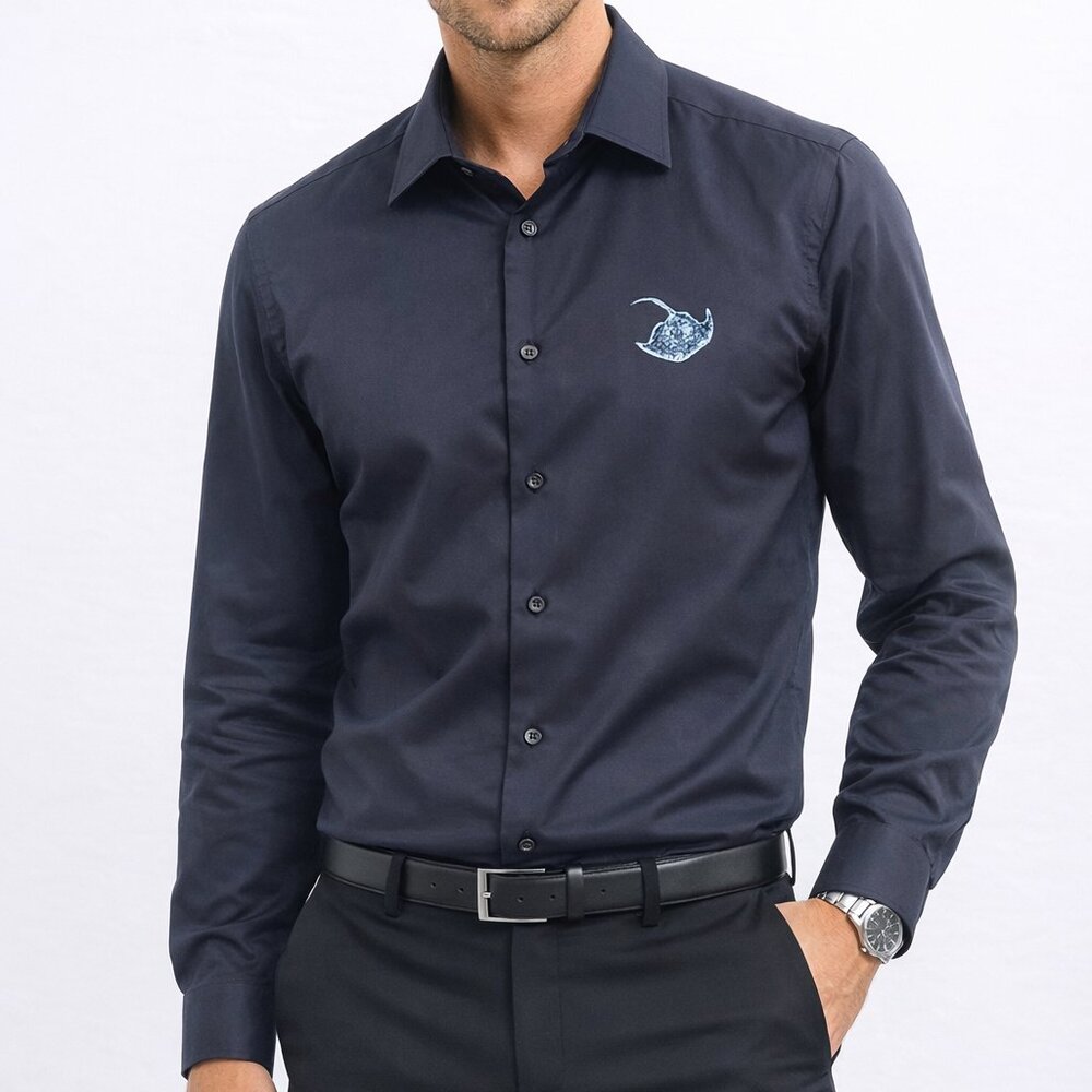 Russell Collection Men’s Black Dress Shirt XL X-Ray Mag Diving Cotton